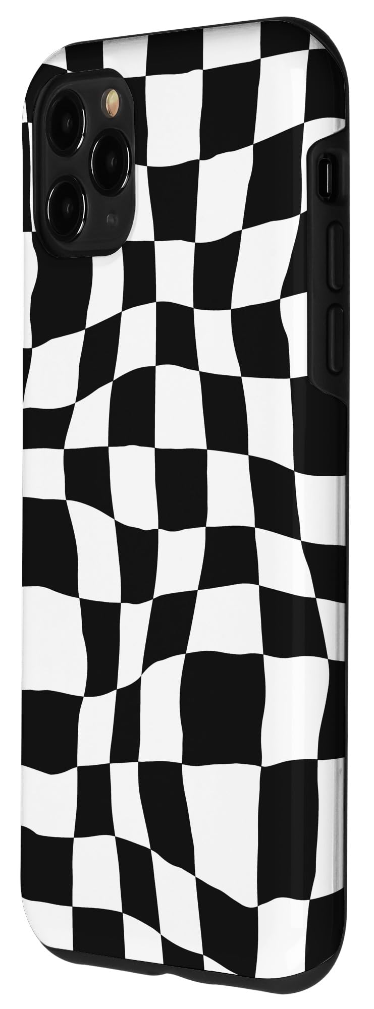 iPhone 11 Pro Max Case - Wavy Checker Pattern in White & Black | Durable Protective Cover for Everyday Use, Travel & Work