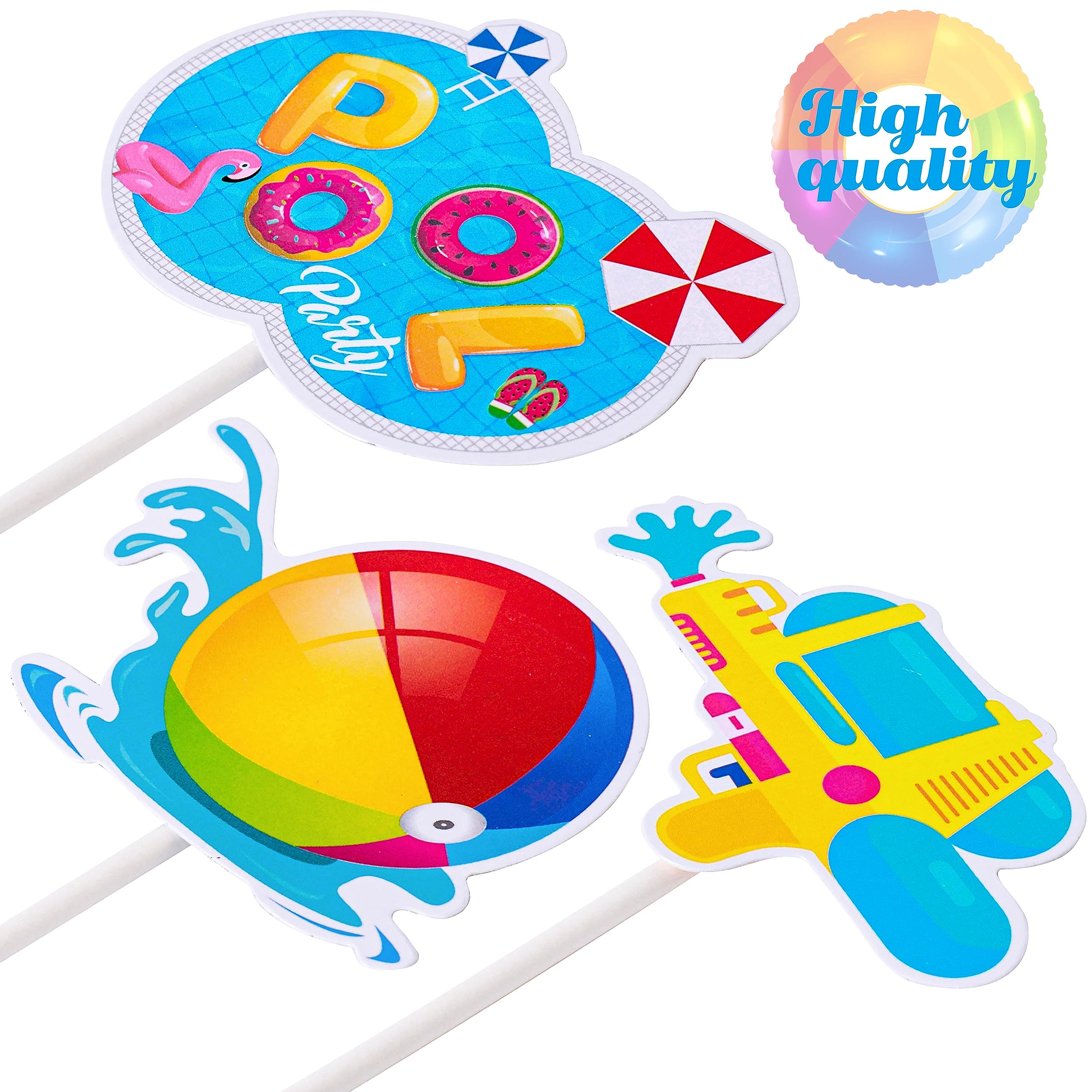 36pcs Summer Pool Cupcake Toppers Decorations - Tropical Beach Theme Party Supplies for Birthdays, Weddings, Baby Showers & Pool Parties - Perfect for Hawaiian Luau, Beach Bash & Summer Celebrations