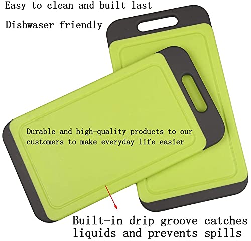 Non-Slip Mini Kitchen Cutting Board Mats - BPA Free, Dishwasher Safe with Juice Grooves - Thick Durable Chopping Boards with Easy Grip Handle (2 Pack) - Perfect for Meal Prep, Vegetables & Meat Cutting