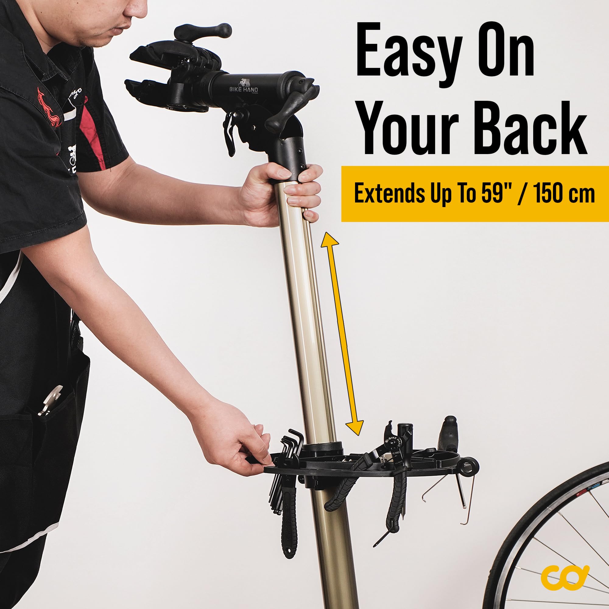 BikeHand Bike Repair Stand - Lightweight & 360° Adjustable Home Bicycle Workstand with Magnetic Tool Plate | Quick Release Portable Bike Maintenance Stand for Mountain & Road Bikes | Perfect for Home Garage, Cycling Enthusiasts & Professional Mechanics