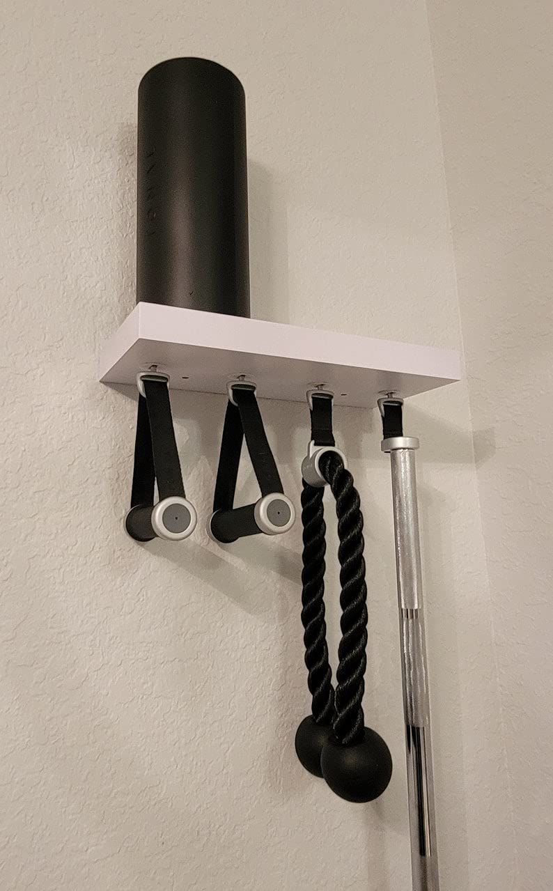 Floating Shelf for Tonal Gym Accessories - Compact Wall Mounted Storage Organizer with 4 Hooks | Perfect for Home Gym Equipment Organization & Small Space Workout Gear Storage