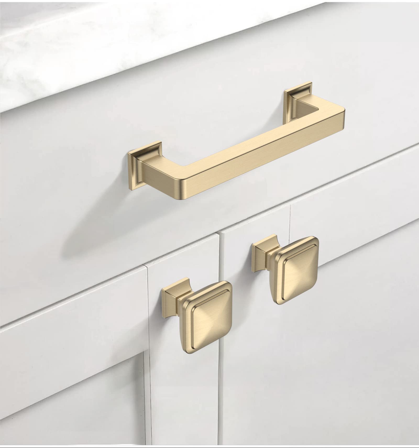 Asidrama 6 Pack 3.75 Inch (96mm) Brushed Brass Cabinet Pulls - Gold Kitchen Cabinet Handles & Drawer Hardware for Modern Cabinets, Cupboards, Dressers & Furniture (Perfect for Home Renovation & DIY Projects)