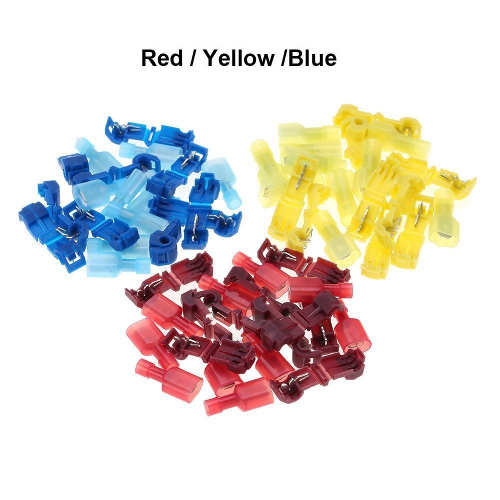 60 PCS Quick Splice Wire Connectors Kit - T-Tap Electrical Terminals, Nylon Insulated Male Disconnects for Automotive, Home & DIY Wiring Projects