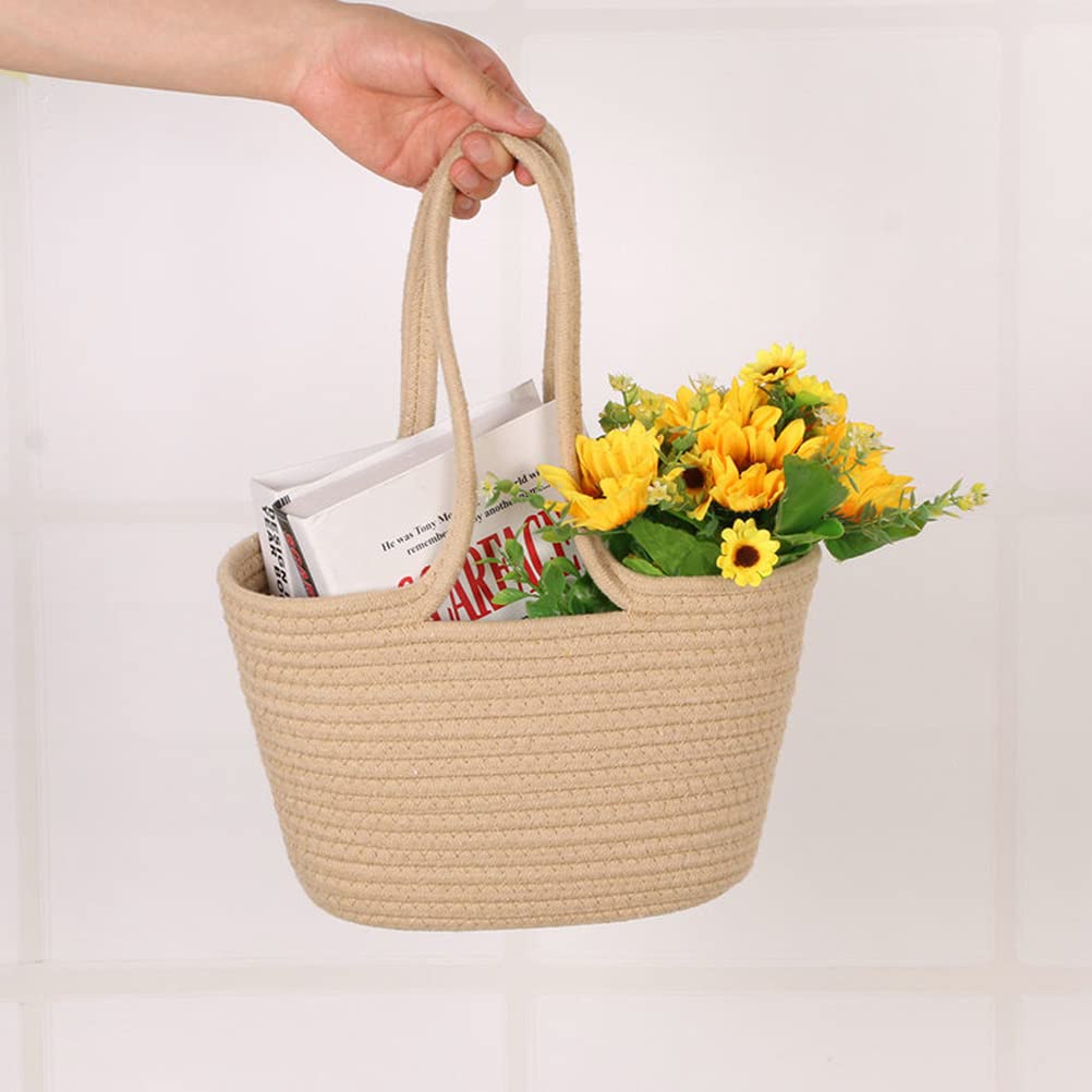 DOITOOL French Style Woven Straw Tote Bag - Women's Rattan Handbag for Beach, Shopping & Outdoor Use - Cotton Linen Wedding Storage Basket