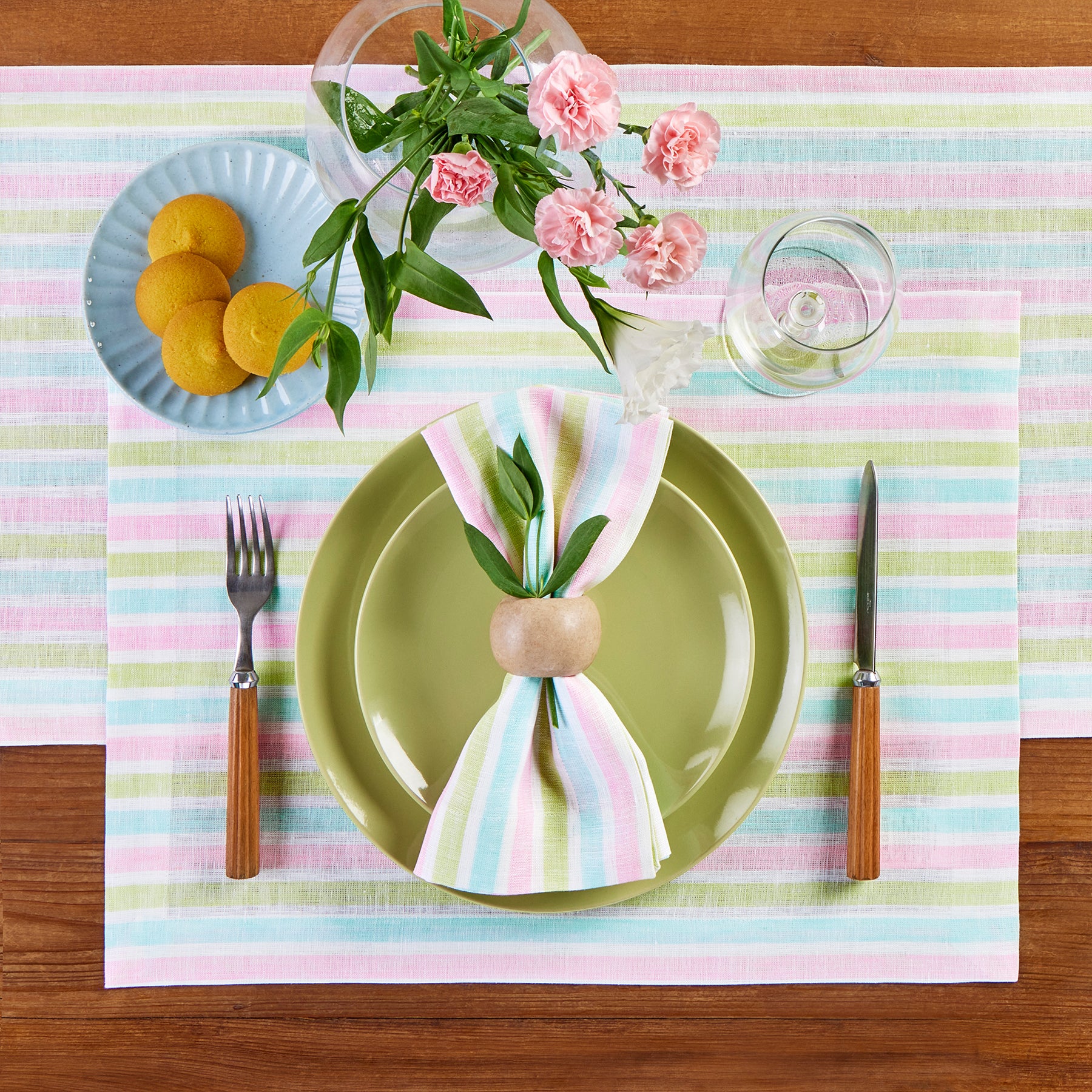 Premium Palm Beach Stripe Napkins - 100% Cotton Decorative Table Linens for Beach Weddings, Summer Parties & Coastal Dining Decor