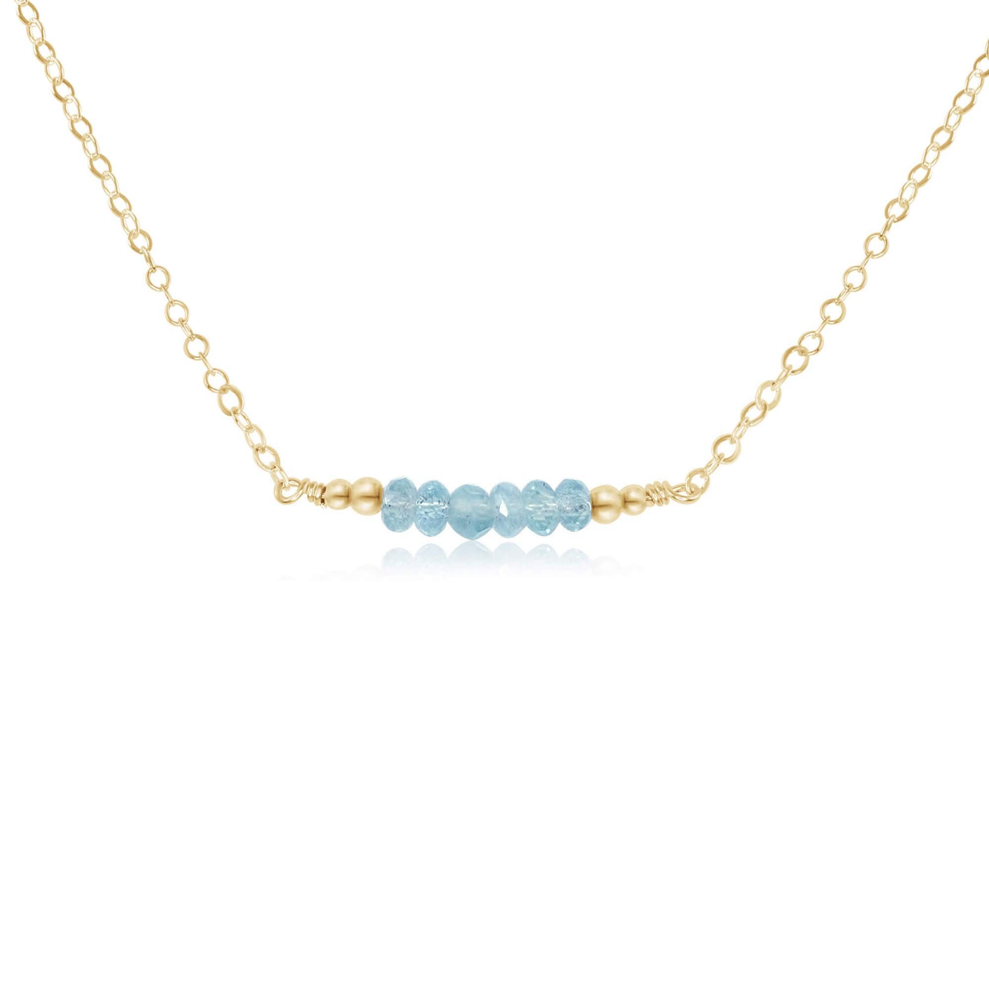 Sparkling Blue Aquamarine Faceted Bead Bar Necklace - Elegant Handmade Jewelry for Women, Perfect for Weddings, Parties & Special Occasions