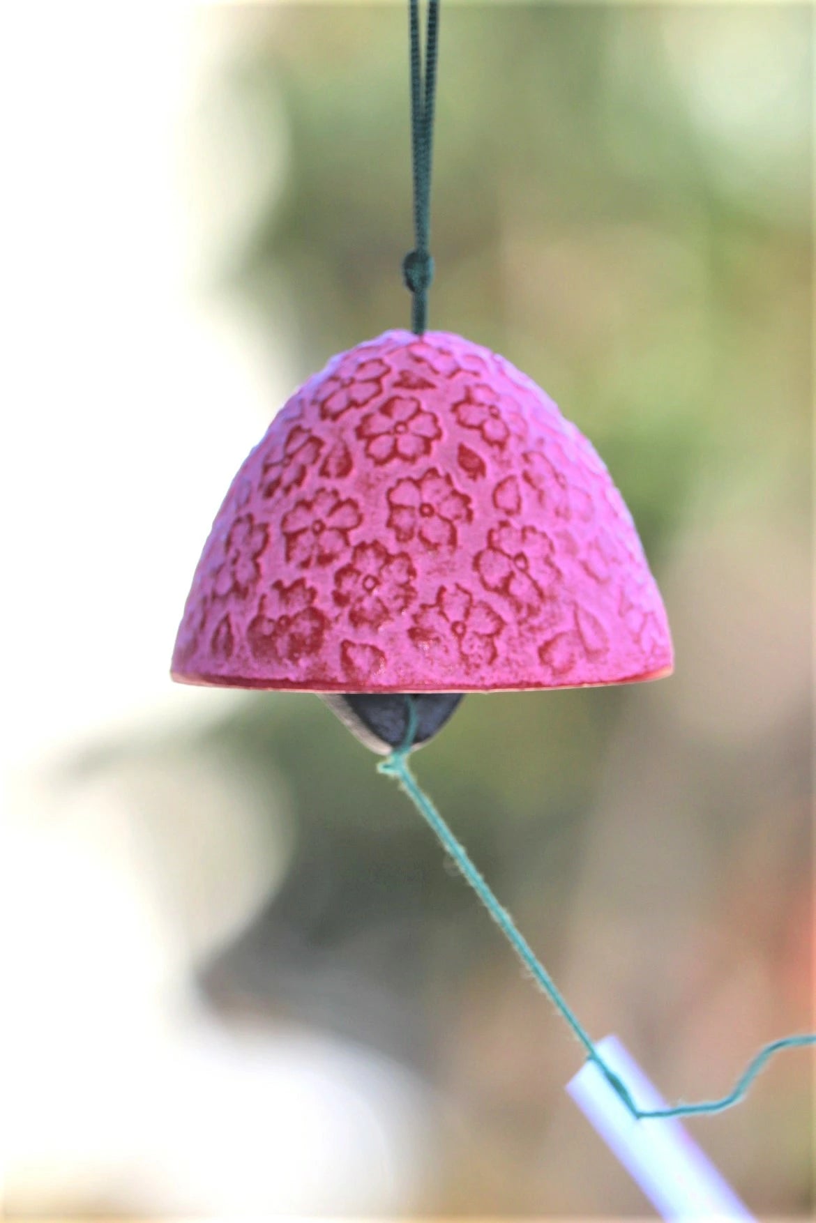 Authentic Japanese Cast Iron Wind Bell - Cherry Blossom Design | Traditional Furin Wind Chime for Garden, Patio & Home Decor | Soothing Outdoor & Indoor Wind Chime for Relaxation