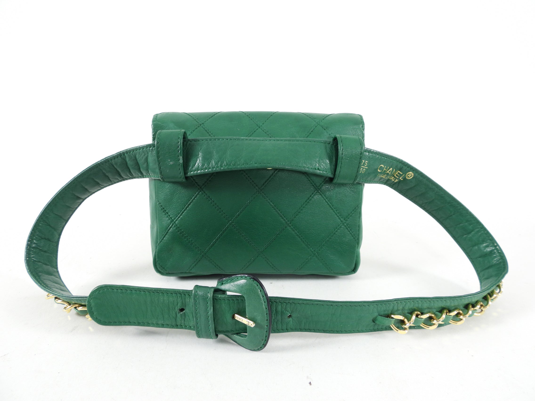 Vintage Chanel Green Waist Belt Bag from Early 1980s - 28-30 Inch Adjustable - Perfect for Retro Fashion & Evening Events