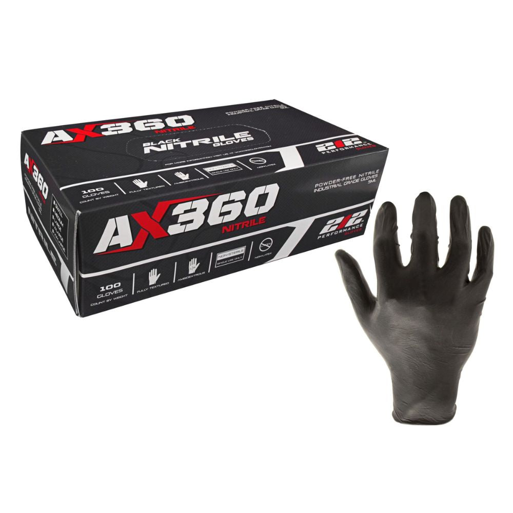 212 Performance NTG 05 011 Black XL Nitrile Gloves (5ml, 100 Pack) - Durable Chemical-Resistant Gloves for Medical, Laboratory & Industrial Use