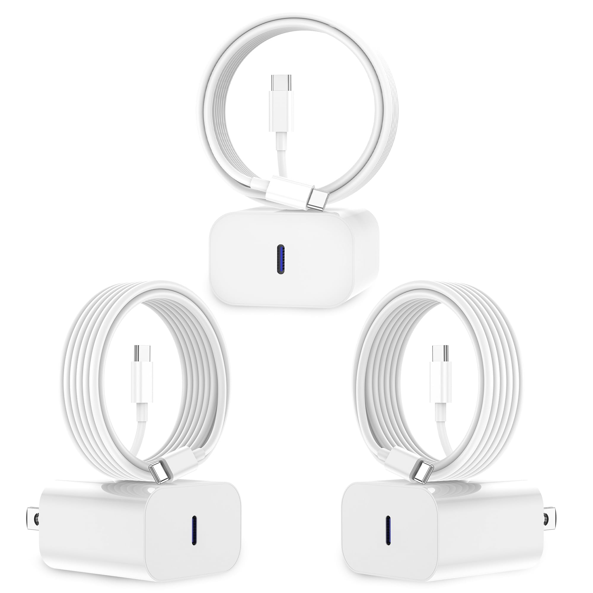 MFi Certified USB C Fast Charger 3 Pack - 6FT iPhone 15 Charger Compatible with iPhone 15 Pro/Pro Max, iPad Pro, iPad Mini - Fast Charging Cable for Home, Office & Travel (White)