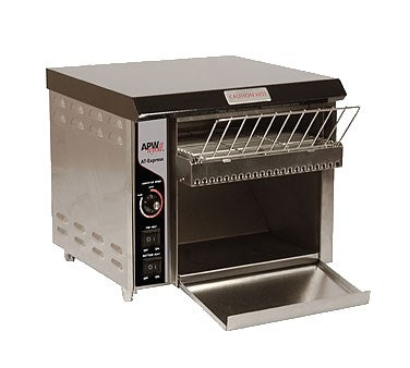 APW AT EXPRESS Commercial Radiant Conveyor Toaster - High-Speed Stainless Steel Toasting Machine for Restaurants, Diners, and Cafes - Perfect for Bagels, Sandwiches, and Breakfast Items