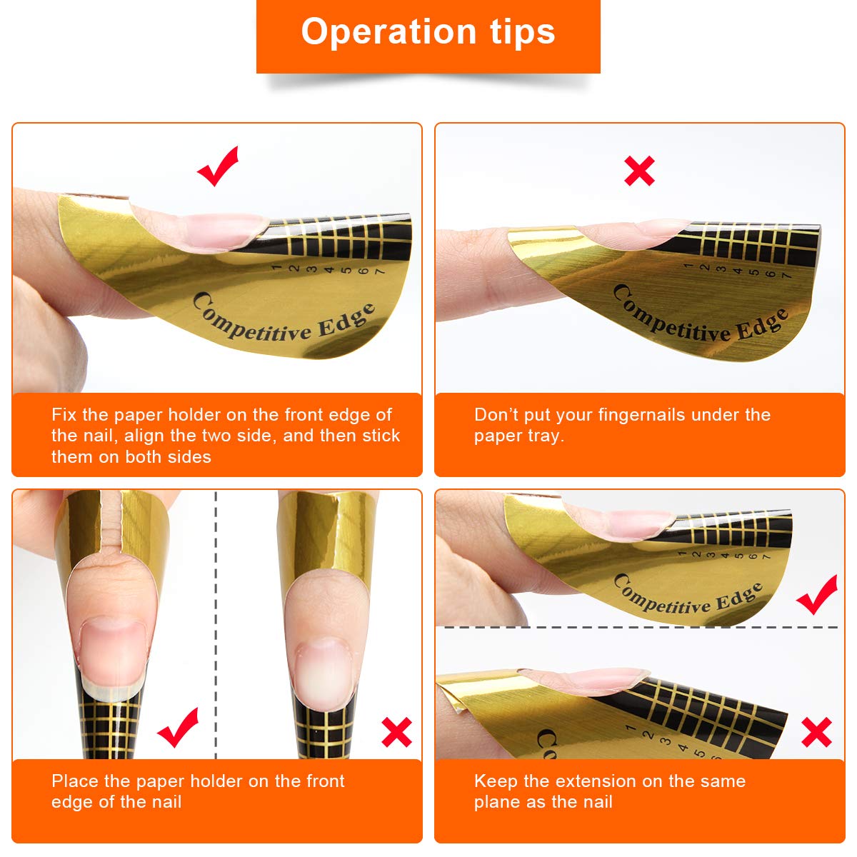 AHIER 200PCS Gold Horseshoe Nail Forms - Professional Nail Extension Tips & UV Gel Guide Stickers for Acrylic & Gel Nail Art | Perfect for Salon, Home Manicure & DIY Nail Designs