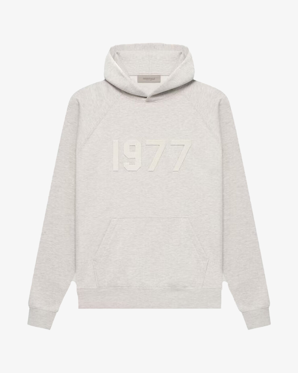 Fear of God FOG ESSENTIAL SS22 1977 Hoodie - Light Oatmeal Pullover Sweatshirt | Streetwear Fashion for Men | Casual Outfit & Layering Essential