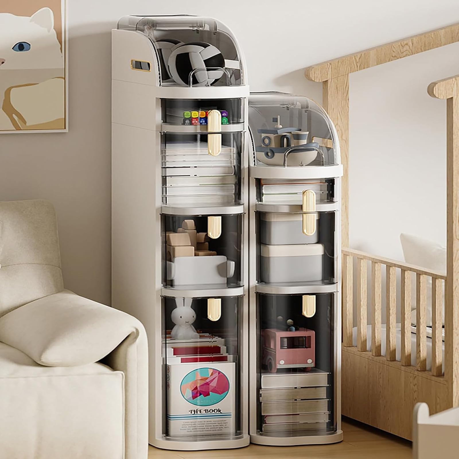 Slim Narrow Storage Cabinet with Drawers - Space-Saving Bathroom Floor Cabinet, Mobile Shelving Unit & Toilet Paper Holder - Plastic Organizer for Kitchen, Bedroom, Laundry Room (2-Tier) - Perfect for Small Spaces, Apartment Living & Bathroom Organization