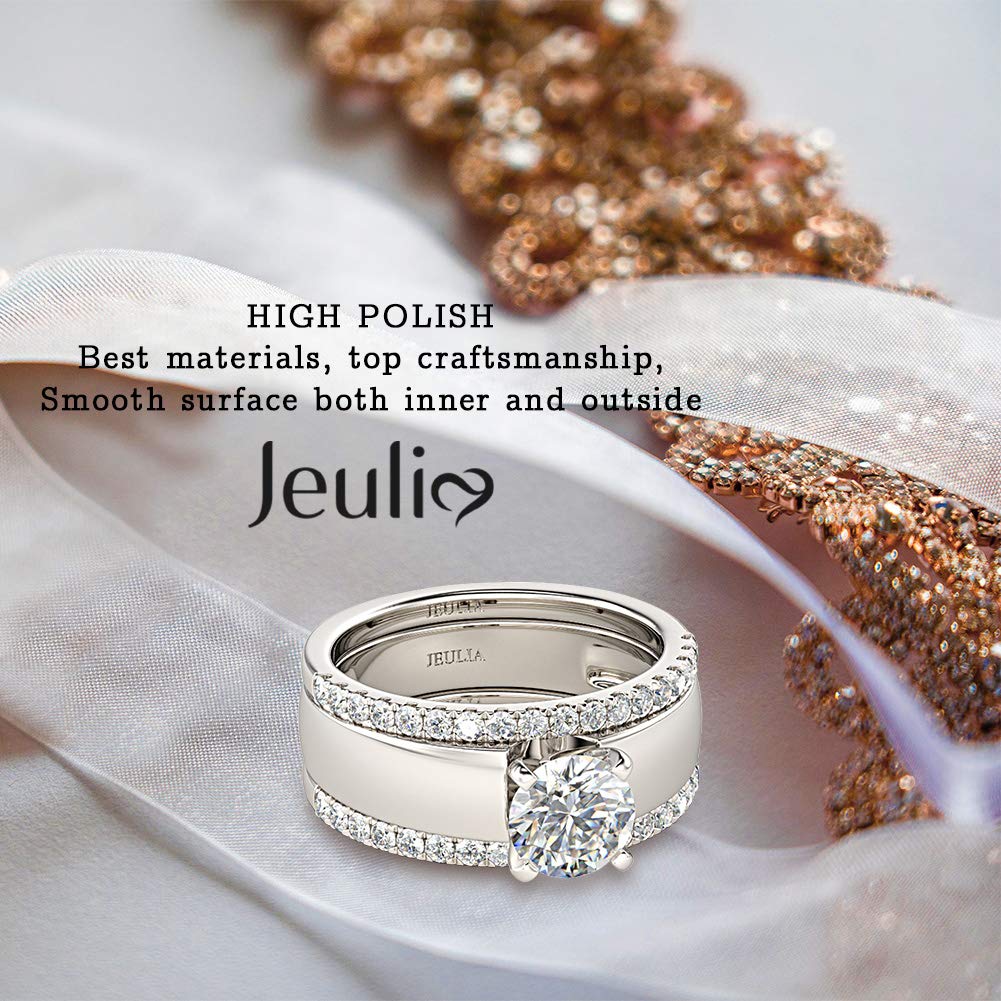 Jeulia 3-Piece Channel Set Wedding Ring Set - 2.5 Carat Round Cut Cubic Zirconia Sterling Silver Bridal Rings for Women | Engagement, Proposal, Anniversary Gift Idea