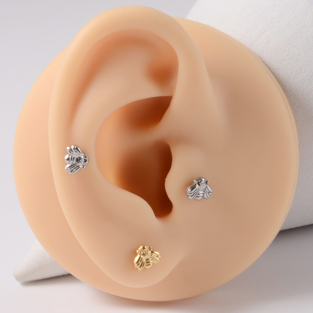 16G Tiny Bumble Bee Stud Earrings - Heart Conch Helix Cartilage Studs with Ball Back - Hypoallergenic Stainless Steel Jewelry for Women | Perfect for Everyday Wear, Gifts & Piercing Healing