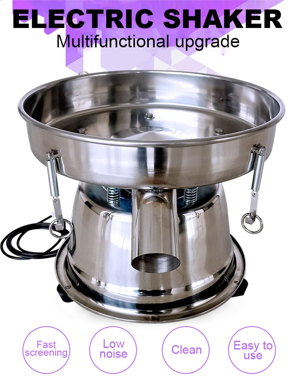Premium Automatic Powder Sifter - Food Grade Stainless Steel Electric Sieve Shaker Machine with 50 Mesh Screen | Vibrating Sifter for Baking, Spices, Flour & Powdered Ingredients | Commercial & Home Kitchen Use