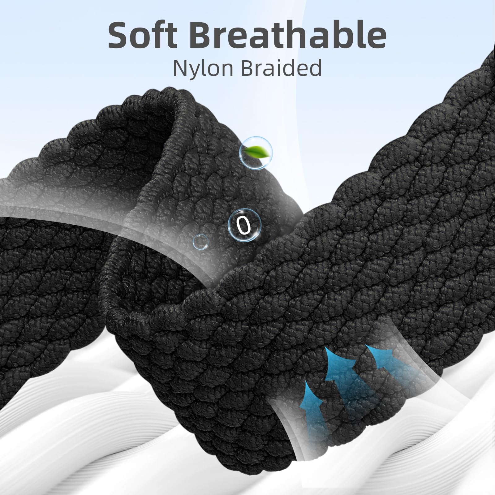Stretchy Braided Solo Loop Band for Apple Watch 38mm 40mm 41mm 42mm 44mm 45mm 49mm - Soft Adjustable Nylon Strap Compatible with iWatch Series 9/8/7/6/5/4/3/2/1/SE/Ultra/Ultra 2 - Comfortable Sport & Everyday Wear for Men & Women