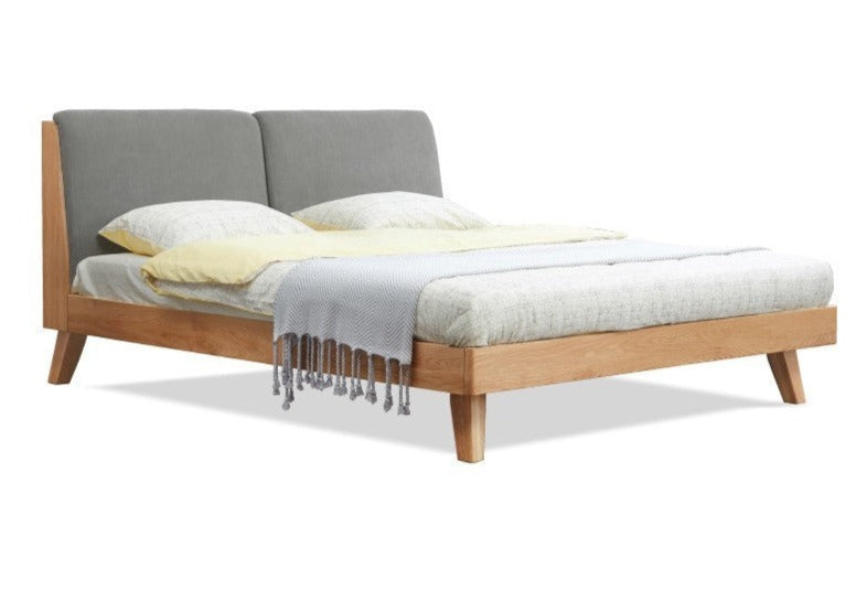 Solid Oak Wood Soft Bed Frame - Queen Size, Natural Wood Finish - Perfect for Master Bedrooms, Guest Rooms & Cozy Home Decor