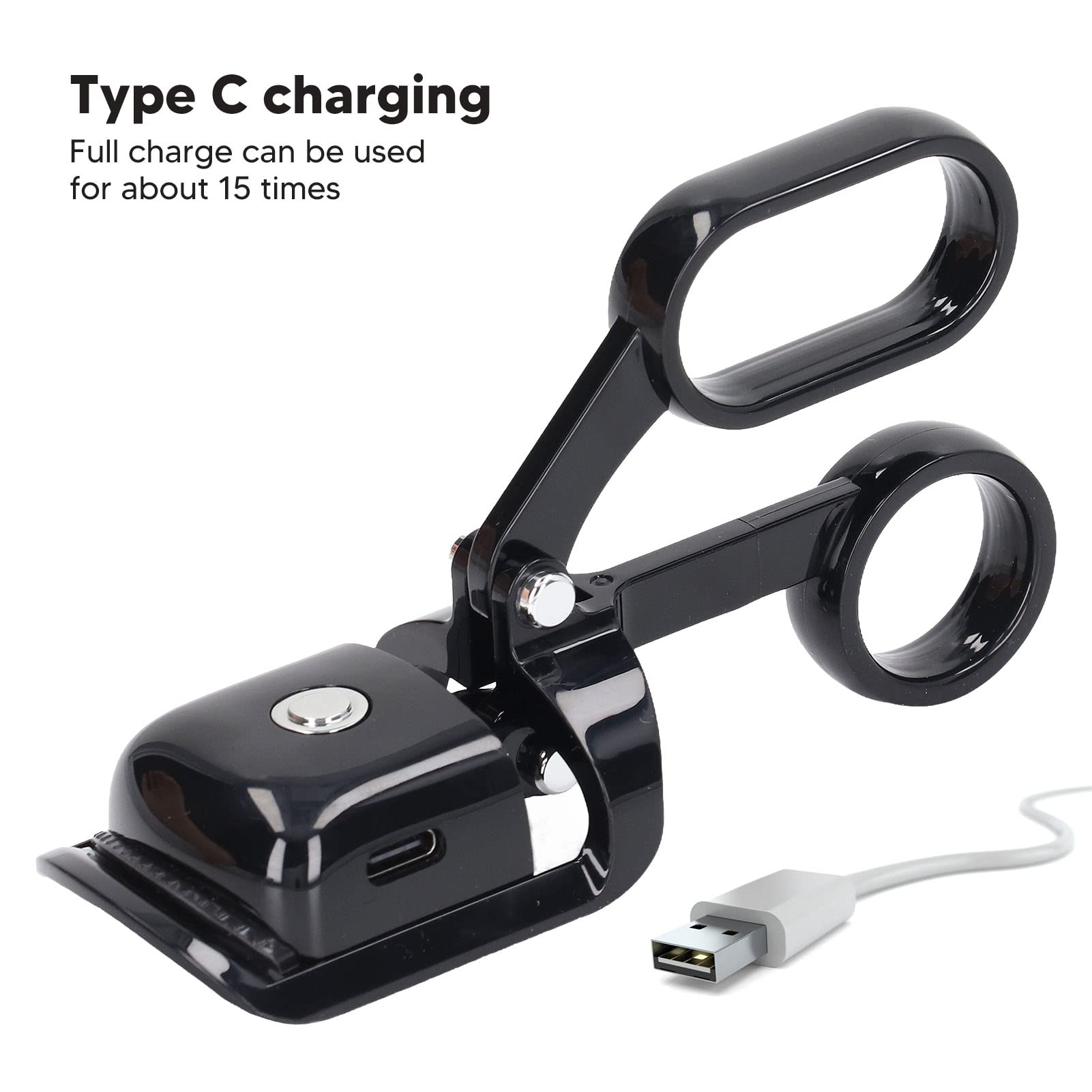 Heated Eyelash Curler with 3 Adjustable Temperature Settings - USB-C Rechargeable, Ergonomic Arc Design for Long-Lasting Curls - Perfect for Home Makeup & Travel (Black) | Salon-Quality Lash Lift at Home