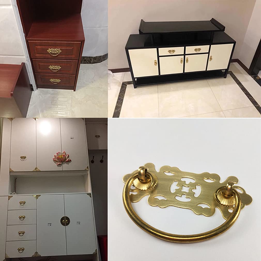 Vintage Style Cabinet Handles - 2Pcs Pure Brass Drawer Pulls for Kitchen, Bookcase & Furniture (Gold Tone) - Perfect for Home Renovation & DIY Projects