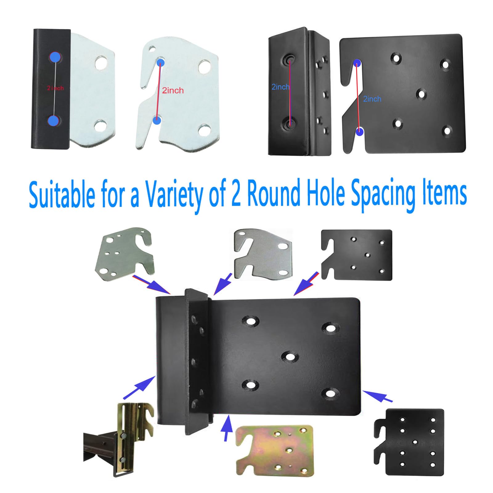 Heavy Duty Bed Frame Brackets with Double Hook Slot - Set of 2 for Wooden Bed Frames (Screws Included) | Bed Post Attachment Hardware for Secure Bed Assembly | Perfect for Bedroom Furniture and DIY Bed Frame Projects