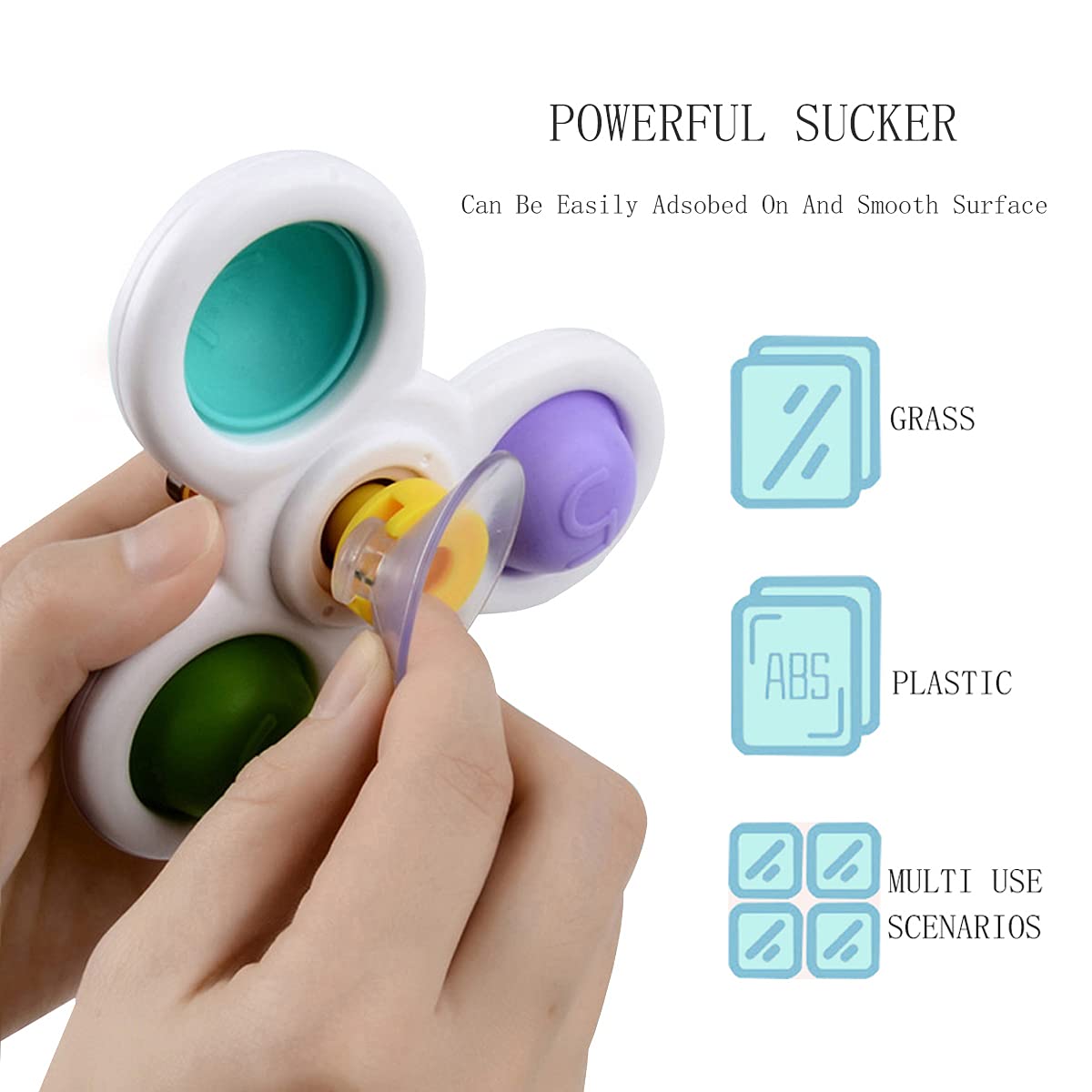 3PCS Suction Cup Spinner Bath Toys for Toddlers 1-3 Years Old - Sensory Spin Top Baby Toys for Bathtime Fun & Early Learning Development (Classic) - Perfect for Bath Play, Sensory Exploration & Motor Skills Training