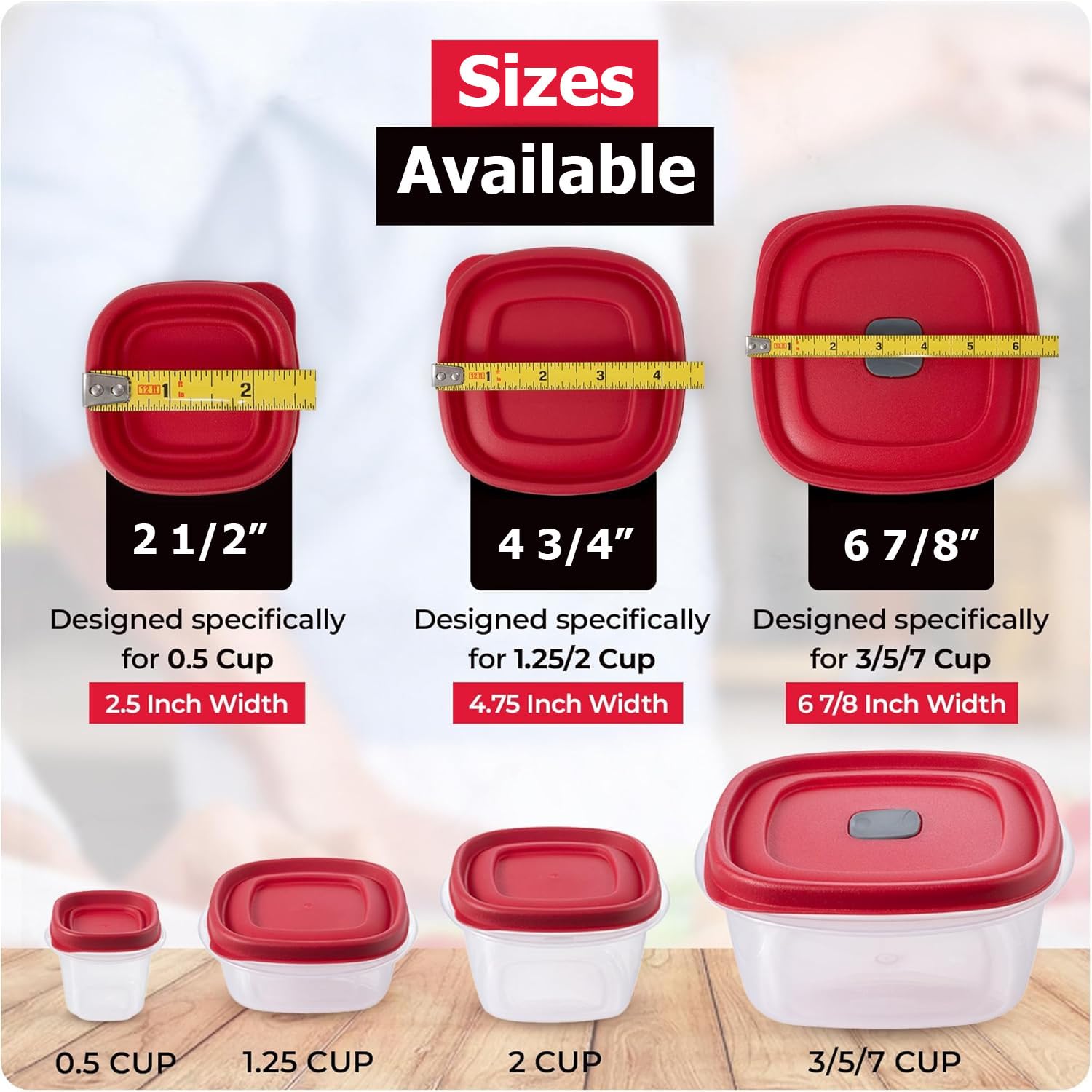 Rubbermaid Food Storage Container Replacement Lids (3/5/7 Cup) - 3 Pack Set - Airtight & Leakproof for Fresh Food Storage - Perfect for Meal Prep, Leftovers & Pantry Organization