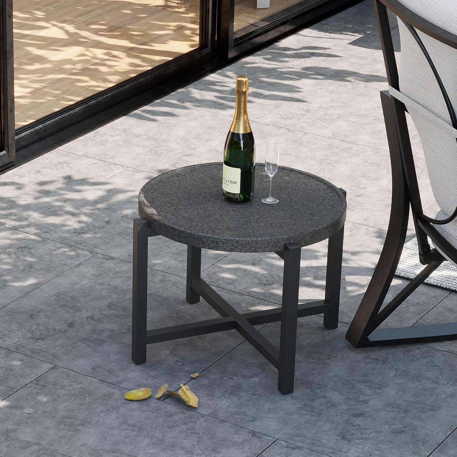 AQUILLA 21 Inch Round Metal Coffee Table - Modern Wrap X Base Accent Side Table for Living Room, Bedroom & Office - Sturdy & Stylish Home Decor