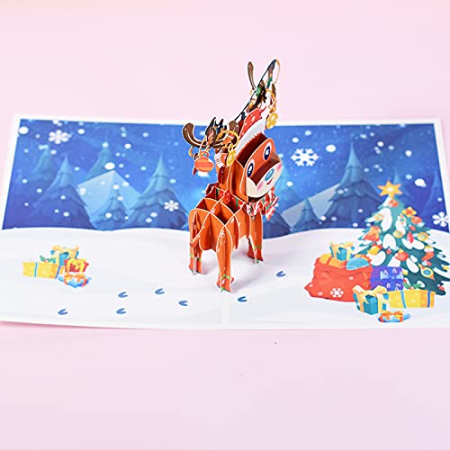 3D Pop Up Christmas Deer Greeting Card - Handcrafted Holiday Card for Mom, Wife, Mother's Day & Anniversary - Perfect for Festive Celebrations, Gift Giving & Home Decor