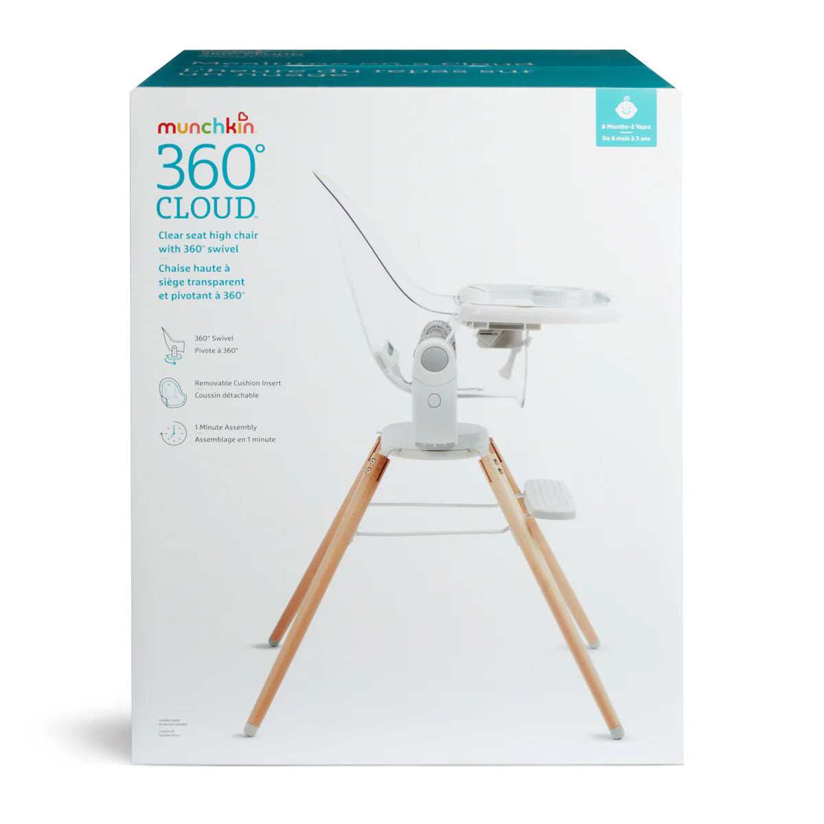 360° Swivel Cloud High Chair with Clear Seat - Adjustable Height & Easy Clean for Babies & Toddlers | Perfect for Dining, Feeding & Playtime at Home