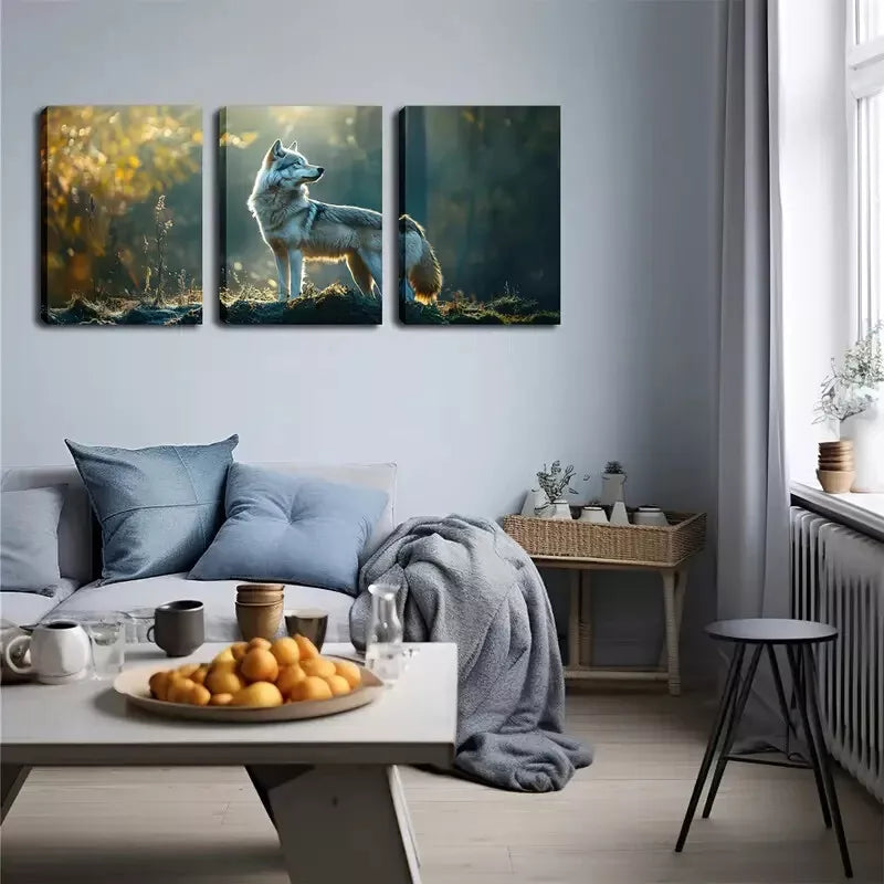 3-Piece Lone Wolf Wall Art Set - Framed Canvas Prints 40x60cm (16x24in) - High Quality Australian Made Home Decor - Perfect for Living Room, Bedroom & Office Decor