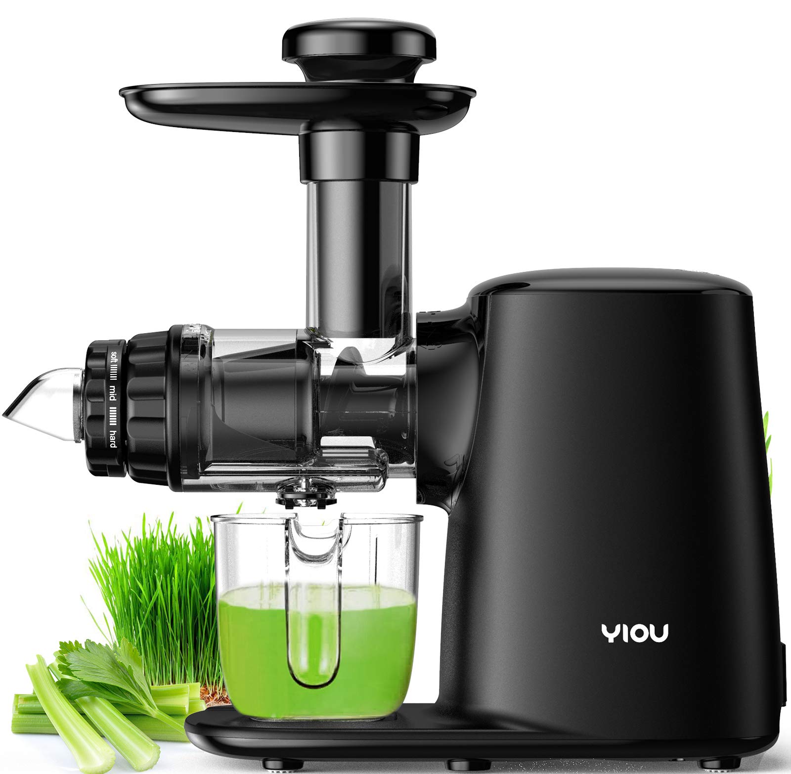 Premium YIOU Slow Masticating Juicer - Cold Press 3-Speed Fruit & Vegetable Extractor with BPA-Free Tritan Material, Easy Clean Design for Healthy Juicing - Perfect for Home, Gym, and Office Use (Black, Model SJ-Black)