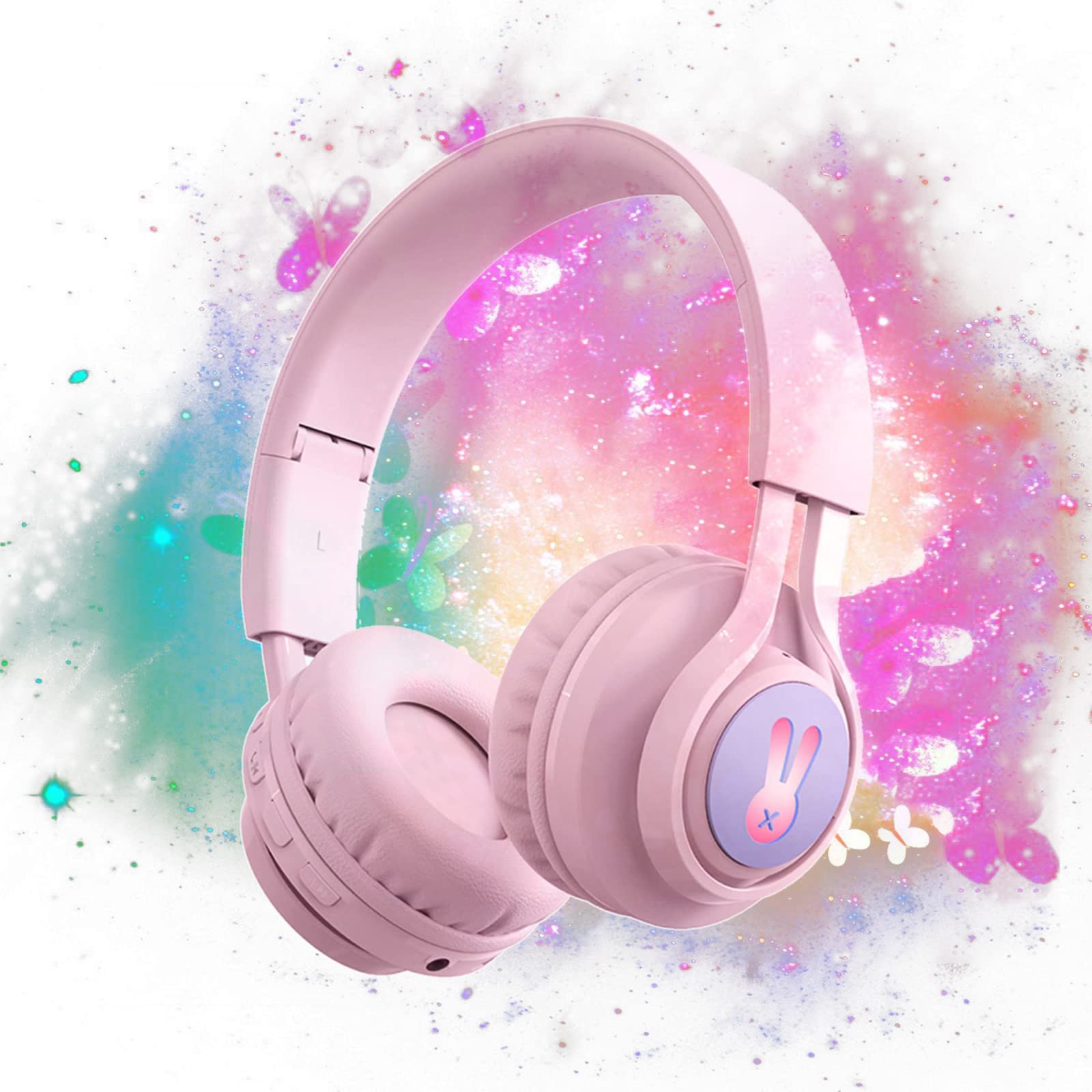 **Mosonnytee Kids Wireless Headphones with Noise Canceling & Microphone – Comfortable & Safe for School, Travel, and Online Learning (Compatible with Laptop, Tablet, and Smartphones)**