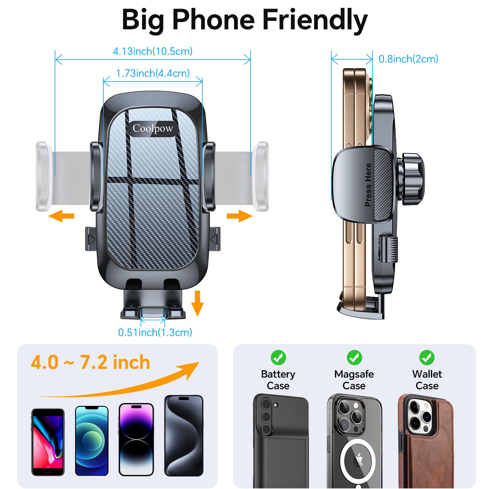 Adjustable Car Cup Holder Phone Mount for iPhone & Smartphones 4-7