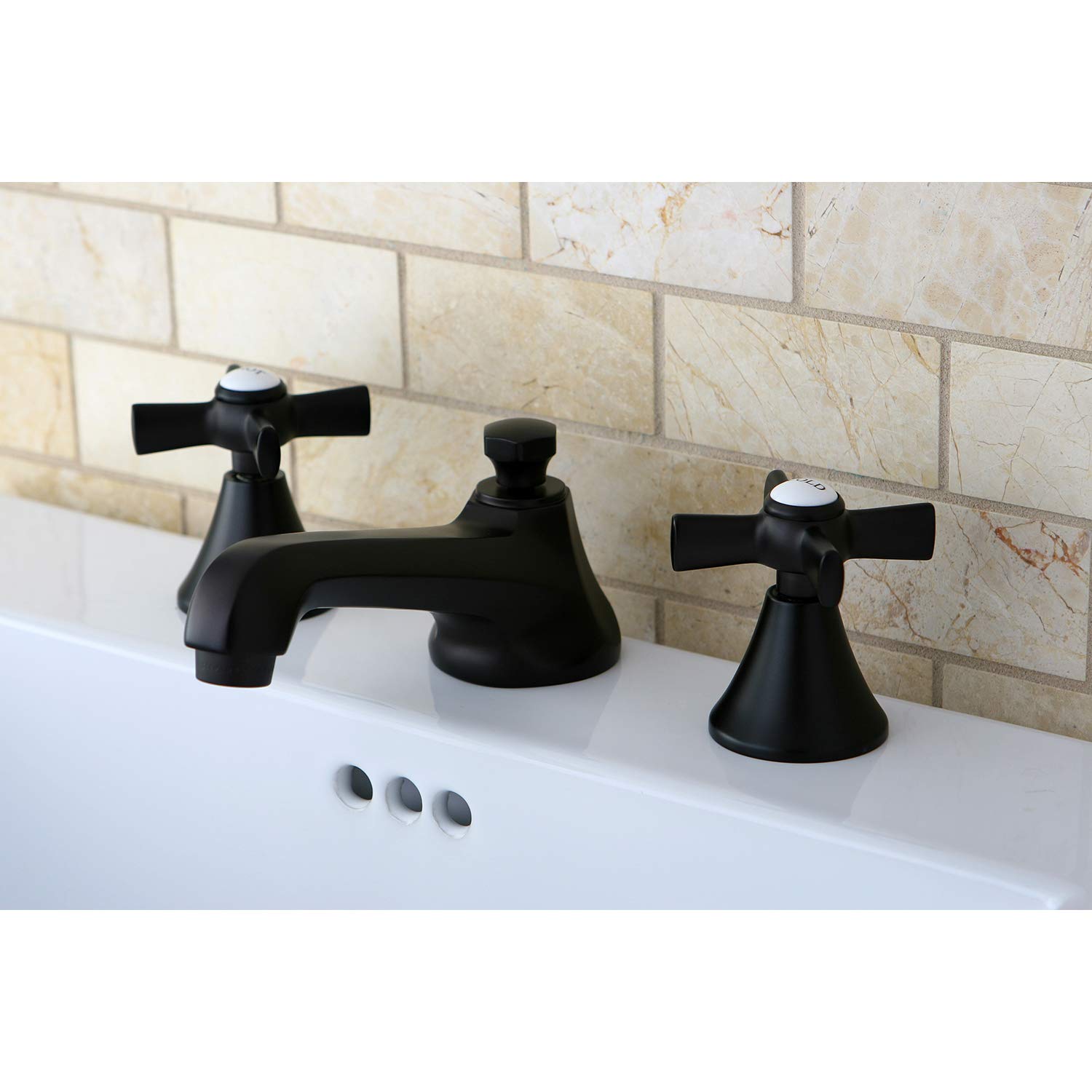 KINGSTON BRASS KS4475ZX Millennium Widespread Bathroom Faucet with Brass Pop-Up Drain, Oil Rubbed Bronze Finish - Perfect for Modern Vanities and Luxury Bathroom Renovations