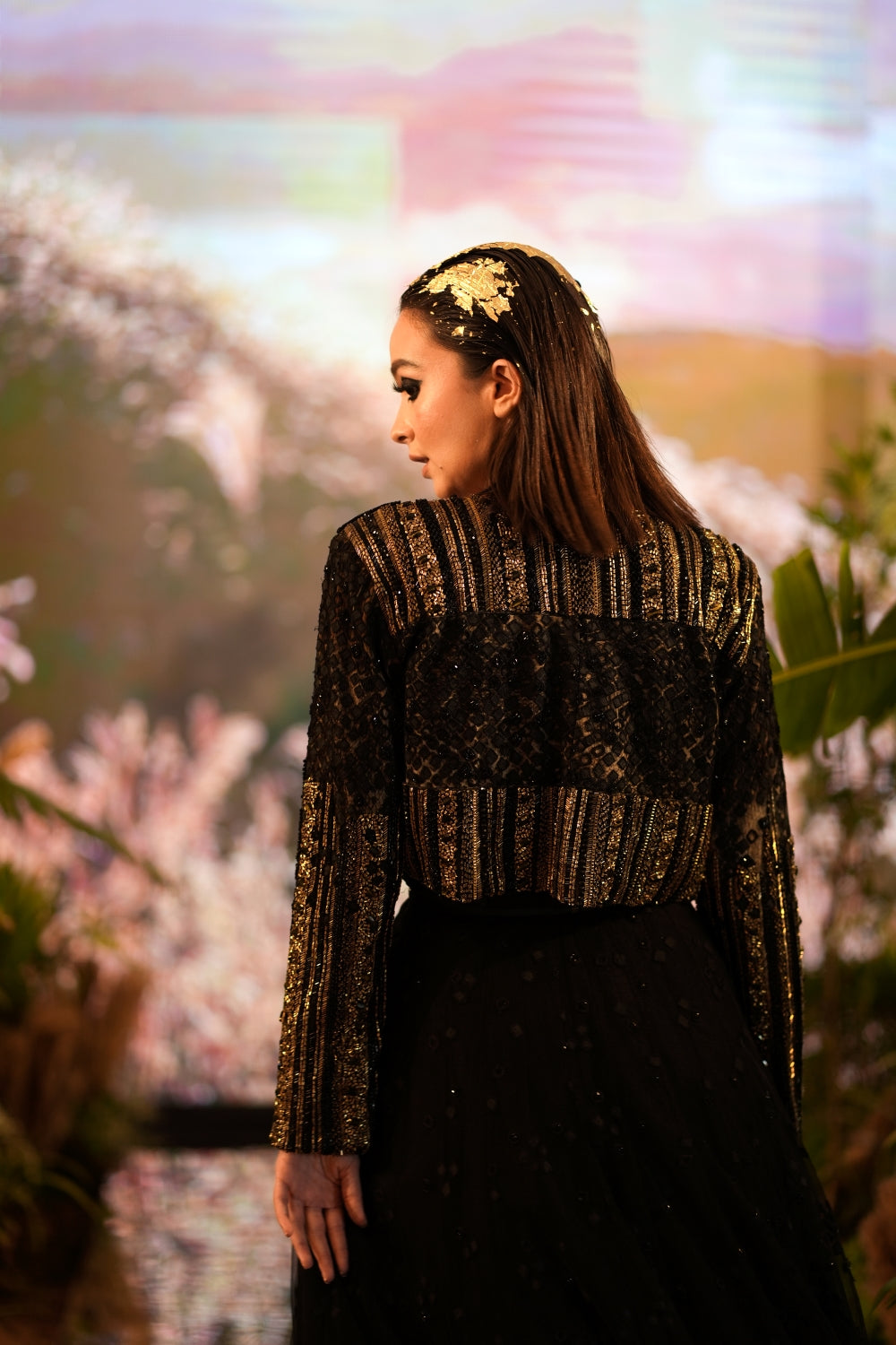 Stylish Black Jacket with Unique Applique & Metallic Embellishments - Perfect for Casual Outings and Night Events
