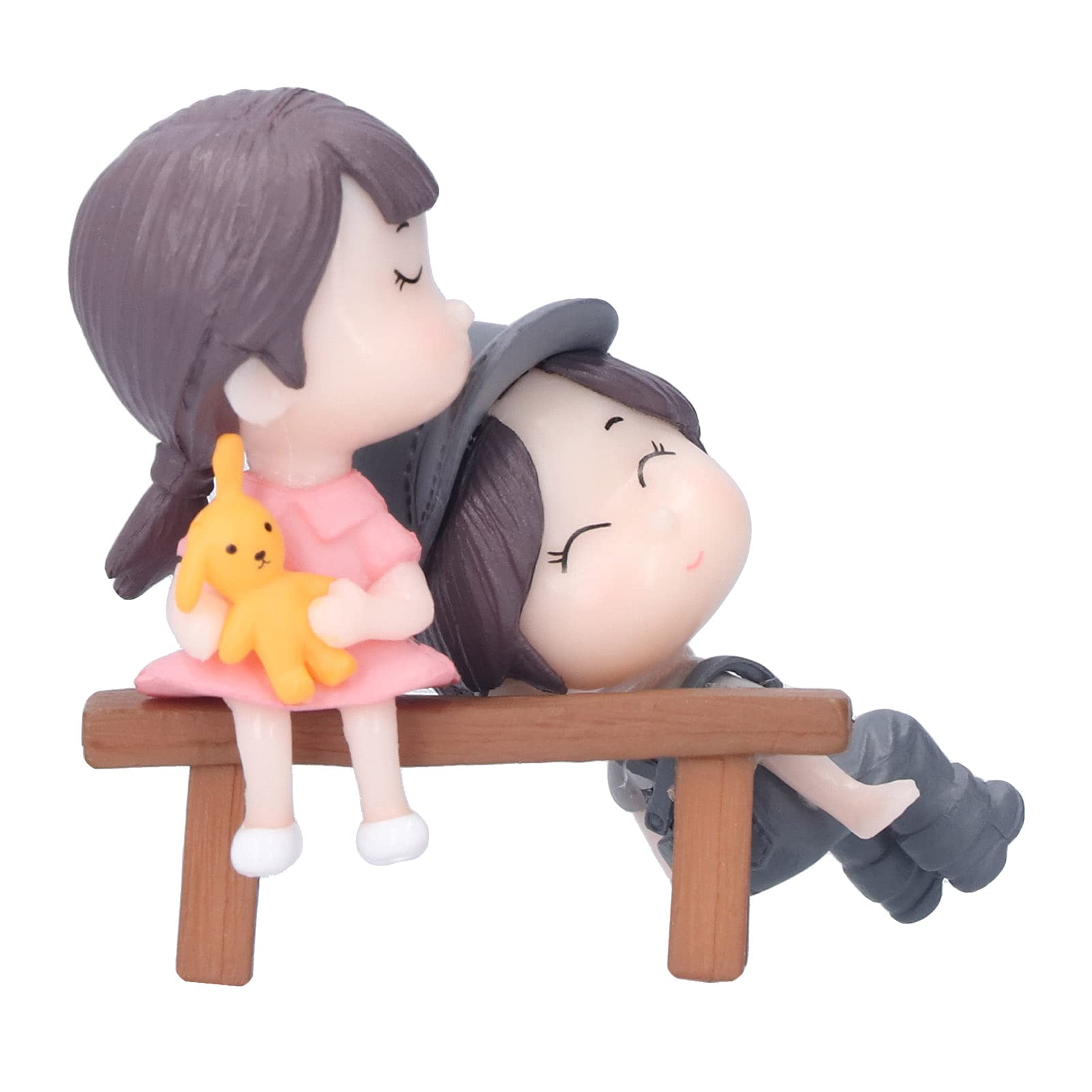 FIYO Couple Doll Ornaments - Cute Cartoon Mini Kissing Figurines for Car & Home Decor, Perfect Valentine's Day & Birthday Gifts for Couples (Men & Women) | Romantic Car Dashboard Decor & Sweet Home Accent