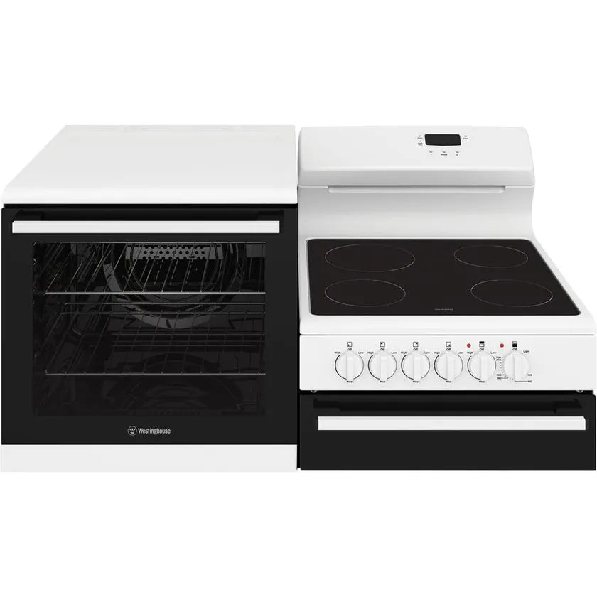 Westinghouse WDE143WCB 43-Inch Freestanding Electric Range with Ceramic Cooktop & Separate Grill - White | Perfect for Home Kitchens, Baking & Family Cooking