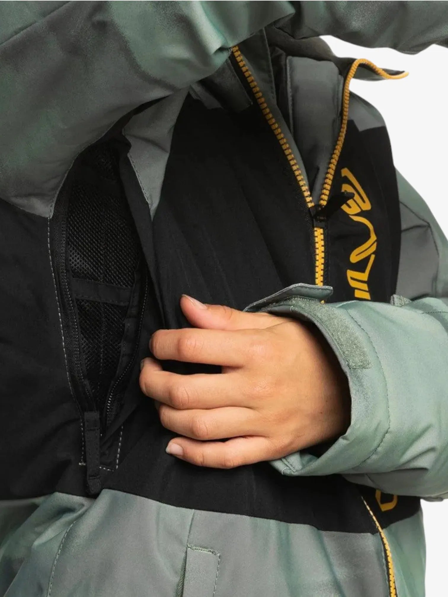 Quiksilver Side Hit Kids Snow Jacket - Green & Yellow Waterproof Winter Coat for Boys & Girls - Perfect for Skiing, Snowboarding & Outdoor Winter Activities