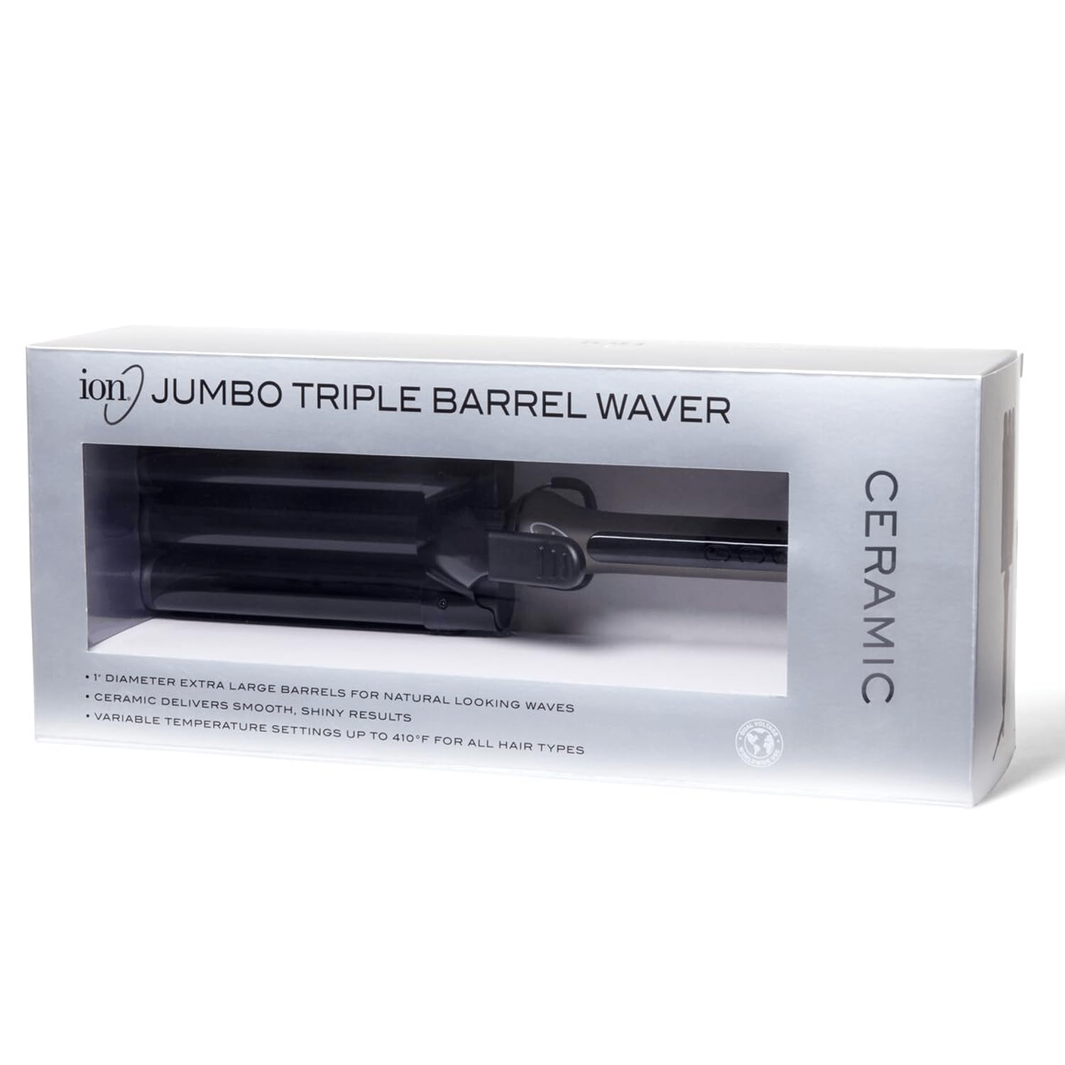 Ion Ceramic Jumbo Triple Barrel Waver Hair Curler - Professional Salon Quality Styling Tool for Long & Thick Hair, Perfect for Beach Waves, Loose Curls & Voluminous Hairstyles (Great for Weddings, Parties & Everyday Styling)