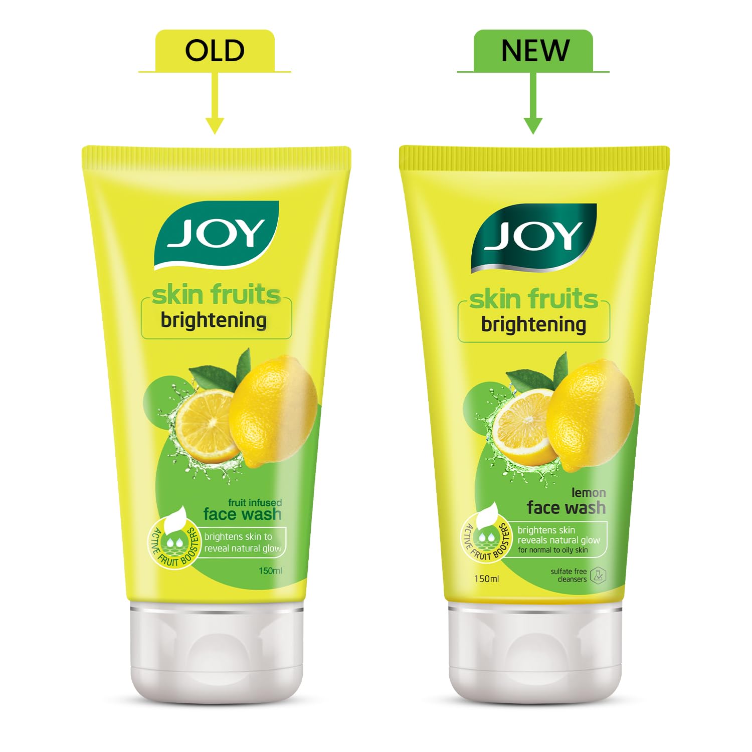 Joy Skin Fruits Lemon Brightening Face Wash 150ml - Vitamin C Cleanser for Glowing Skin, Reduces Dark Spots & Oil Control | Gentle Foaming Facial Wash for Normal to Oily Skin | Perfect for Morning & Night Skincare Routine