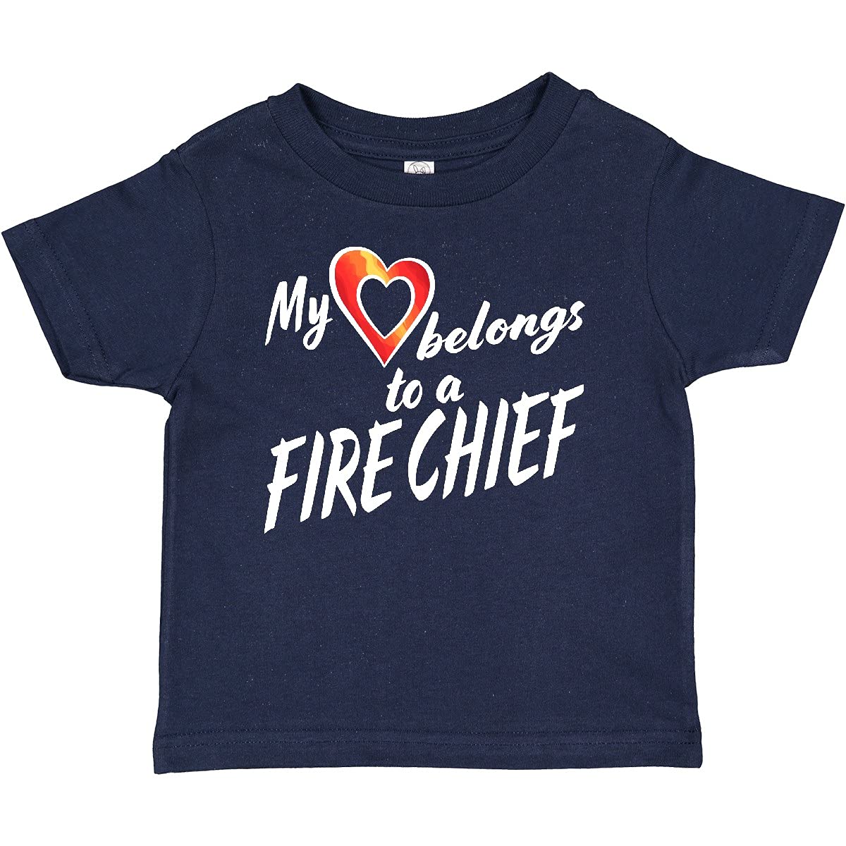 inktastic My Heart Belongs to a Fire Chief Red Heart Baby T-Shirt - Cute Outfit for Firefighter Appreciation Day & Family Events