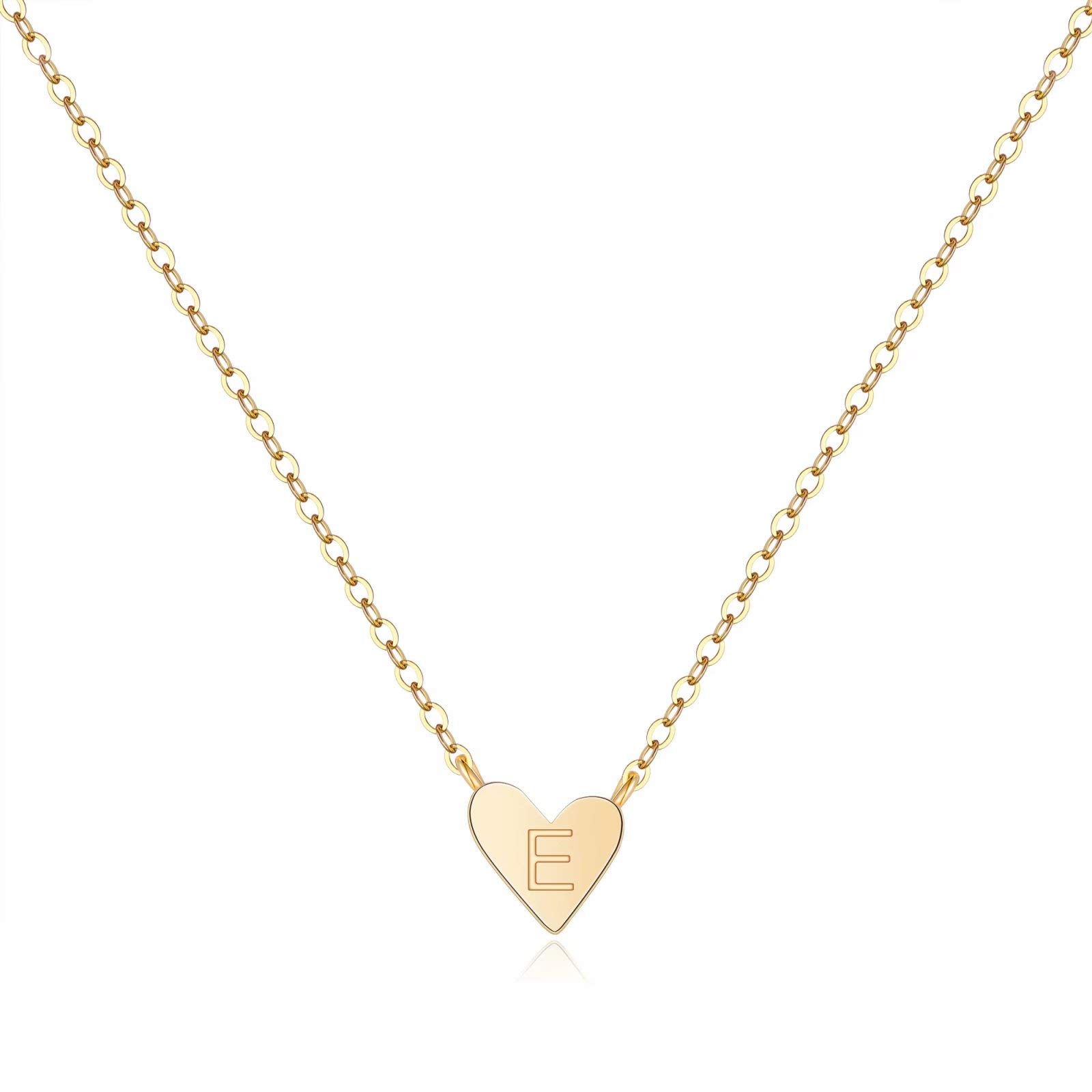 14K Gold Plated Tiny Gold E Initial Heart Necklace - Dainty Alphabet Jewelry for Girls & Toddlers | Perfect for Birthdays, Gifts & Everyday Wear
