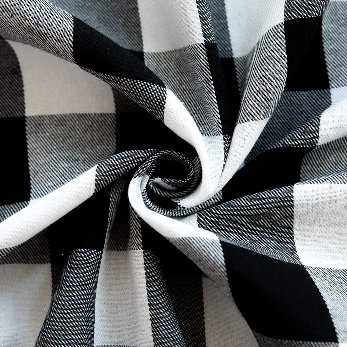 70 Inch White & Black Buffalo Plaid Round Tablecloth - Cotton Linen Checkered Table Cover for Farmhouse, Dining Room, Kitchen Decor | Perfect for Holiday Dinners, Rustic Weddings & Cozy Home Gatherings