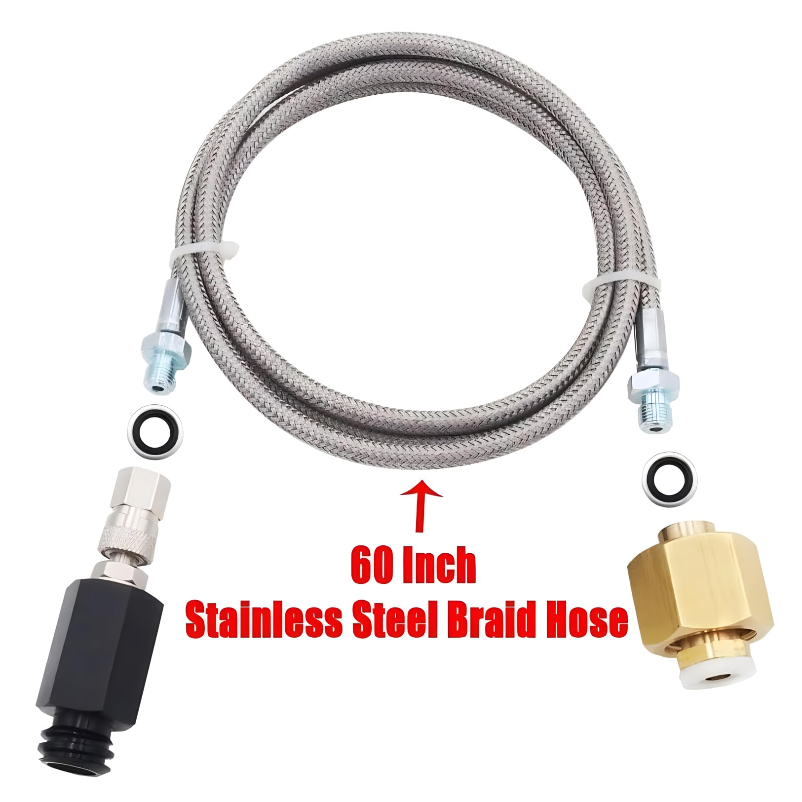 Premium Stainless Steel CO2 Adapter Hose - 60in High Pressure CGA320 to TR21-4 Carbonation Kit for Soda Makers | Compatible with OneTouch, Jet & Aqua Fizz | Perfect for Home Carbonation, Soda Making & Beverage Dispensing