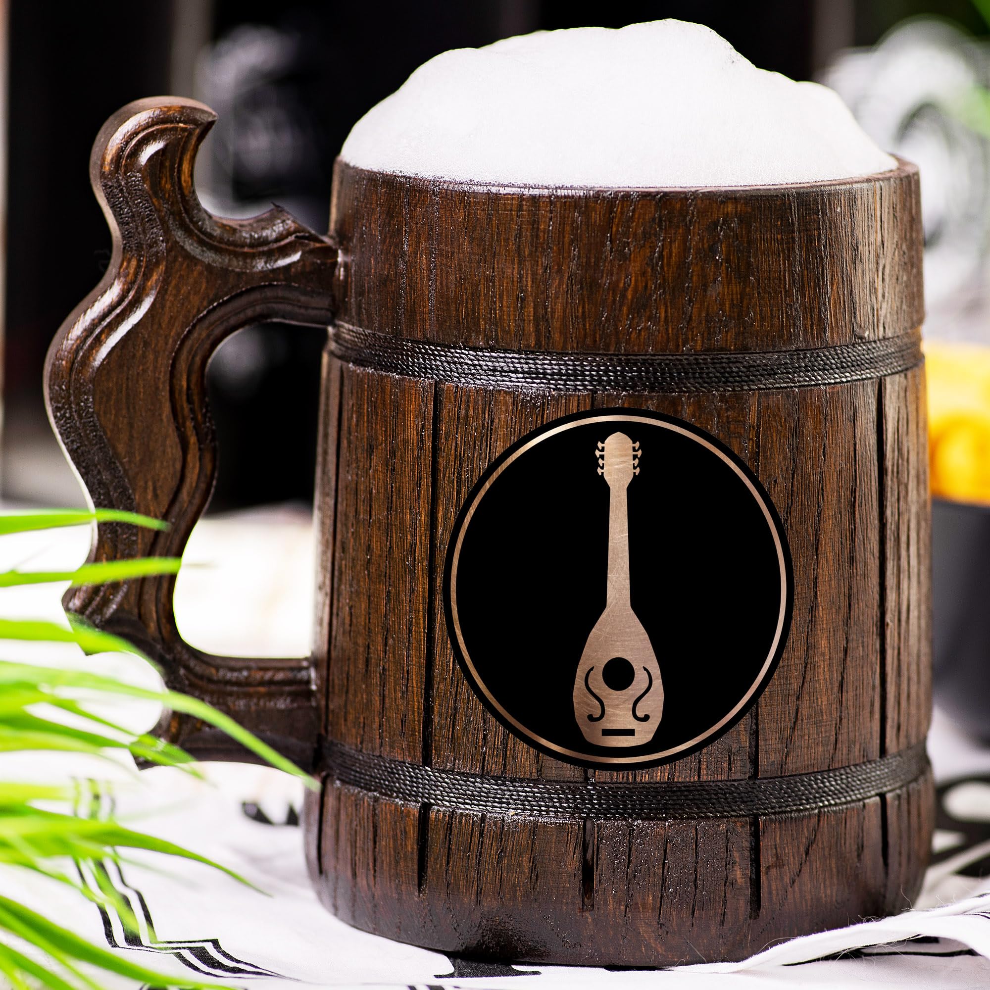 Custom DnD Bard Beer Mug - Personalized Dungeons & Dragons Wooden Tankard Stein - Unique Gamer Geek Gift for Men, Him, Dad, Father - Perfect for D&D Game Nights, Weddings & Anniversary Celebrations