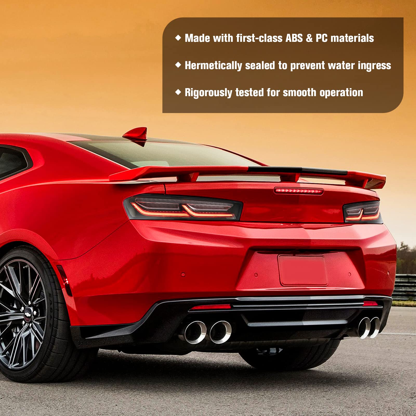 Smoke Lens LED Tail Lights Assembly Pair for Chevrolet Camaro 2016-2018 - Rear Brake/Running/Reverse/Turn Signal Lights - Upgrade Your Camaro's Style & Night Visibility