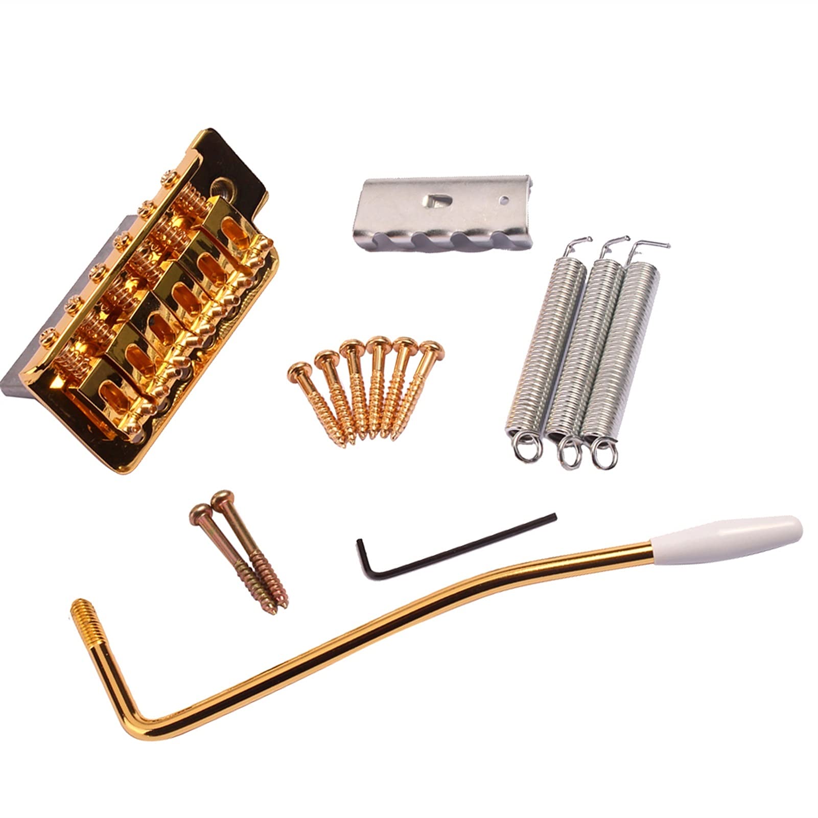 Gold Metal Tremolo Bridge Set with Mounting Screws for ST Electric Guitar - Premium Electric Guitar Bridge Saddle & Tailpiece Accessories - Perfect for Rock, Blues & Live Performances
