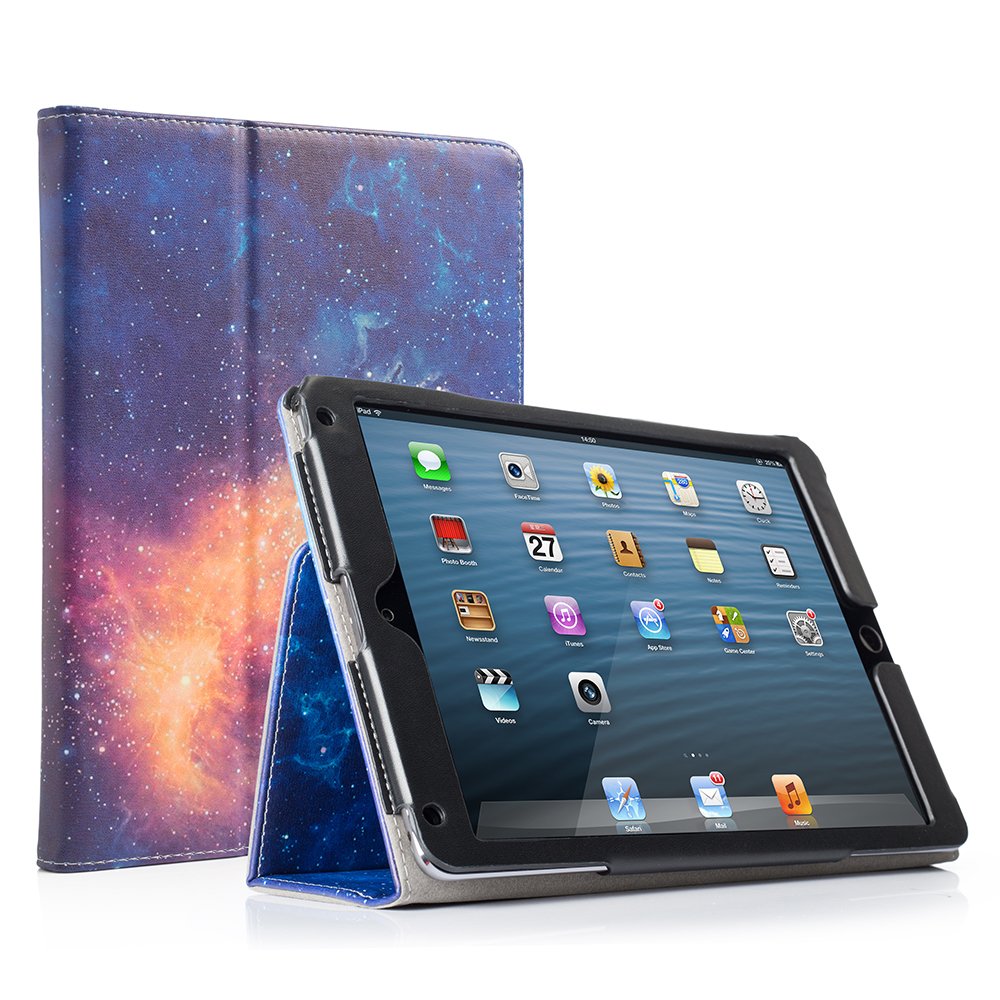 Premium PU Leather iPad 9.7 Inch Case (2018/2017/Air 2/Air 1) - Shockproof Corner Protection & Scratch-Resistant Folio Cover with Auto Sleep/Wake - Perfect for Work, School & Travel - Galaxy Design